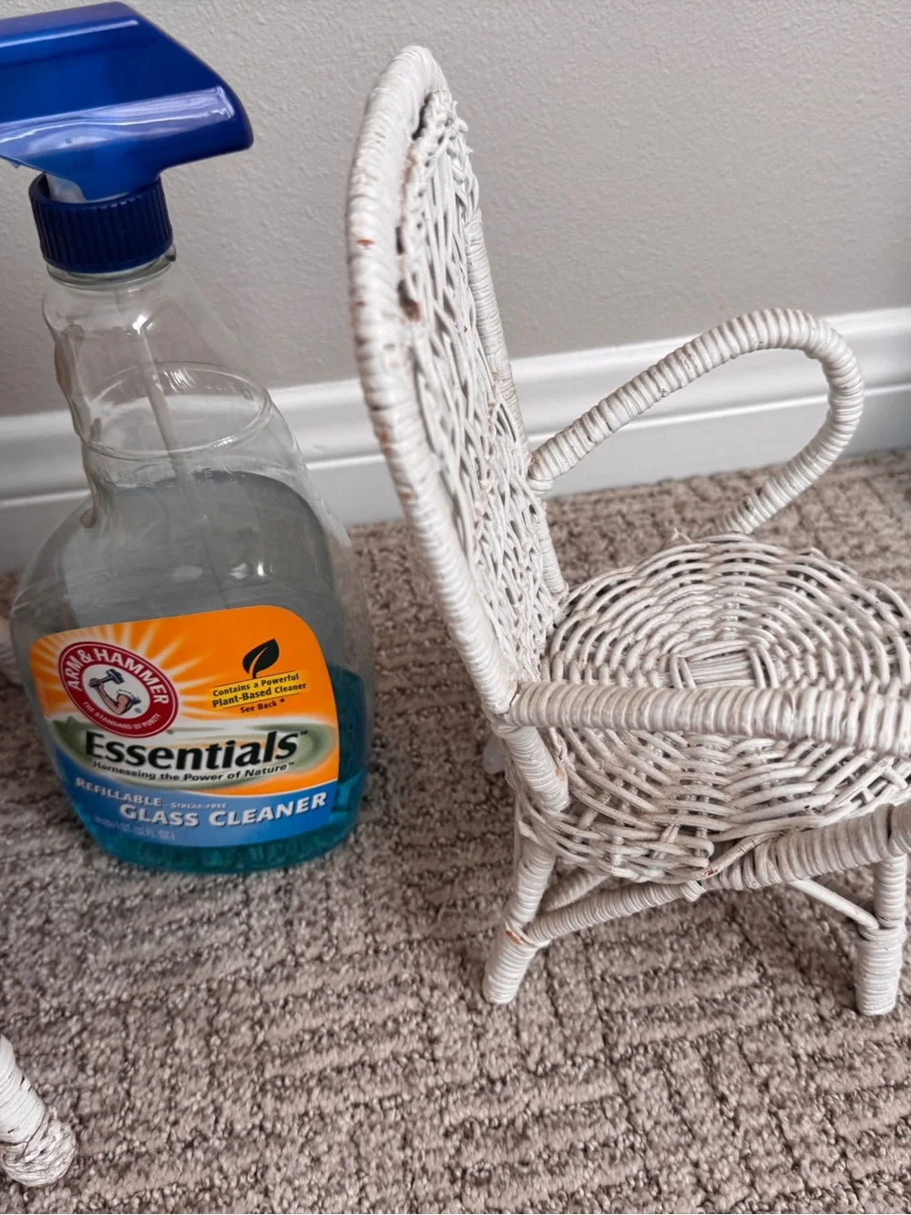 Vintage children’s large doll rattan furniture chair
